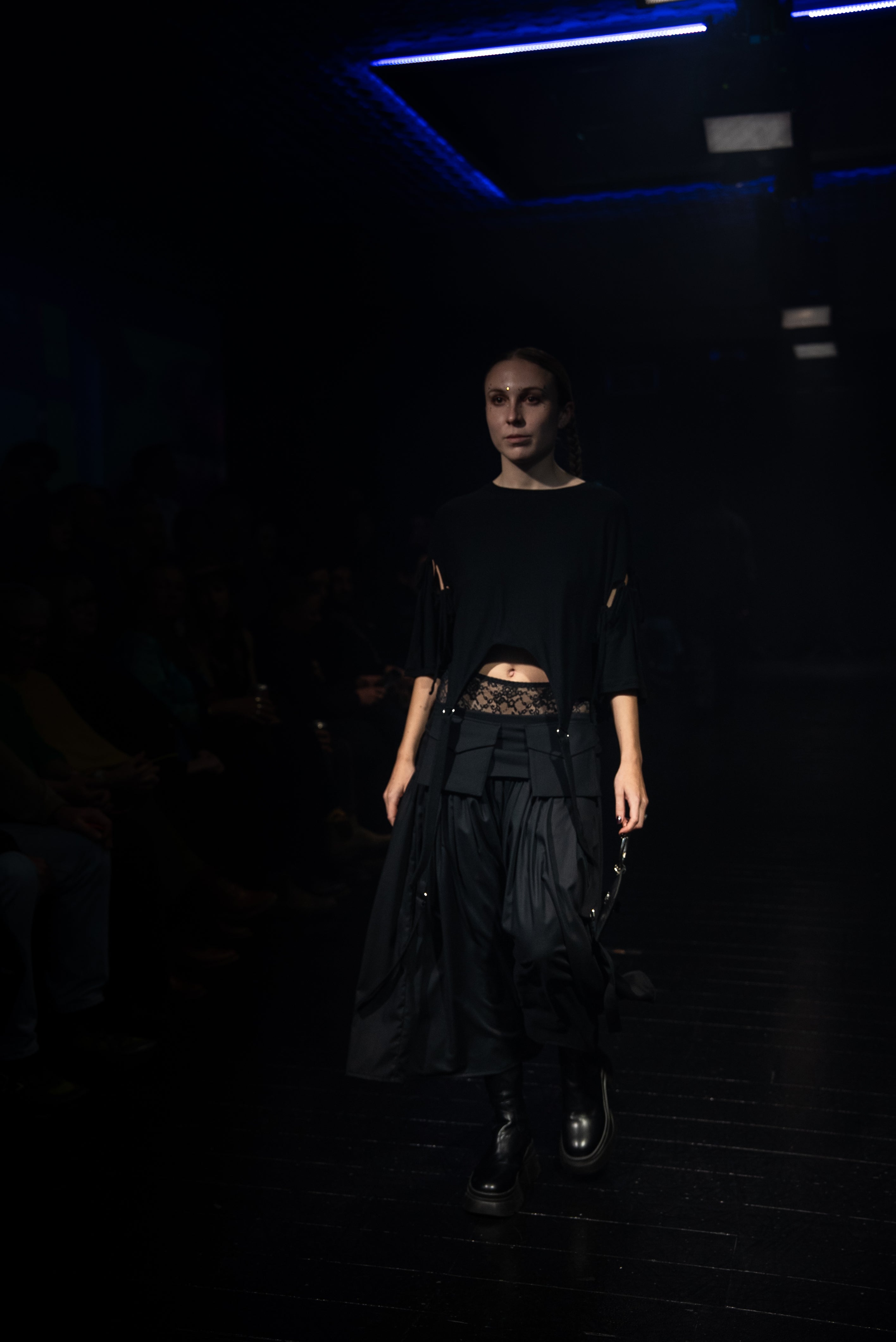 Female model wearing Rhian at Auckland runway fashion show