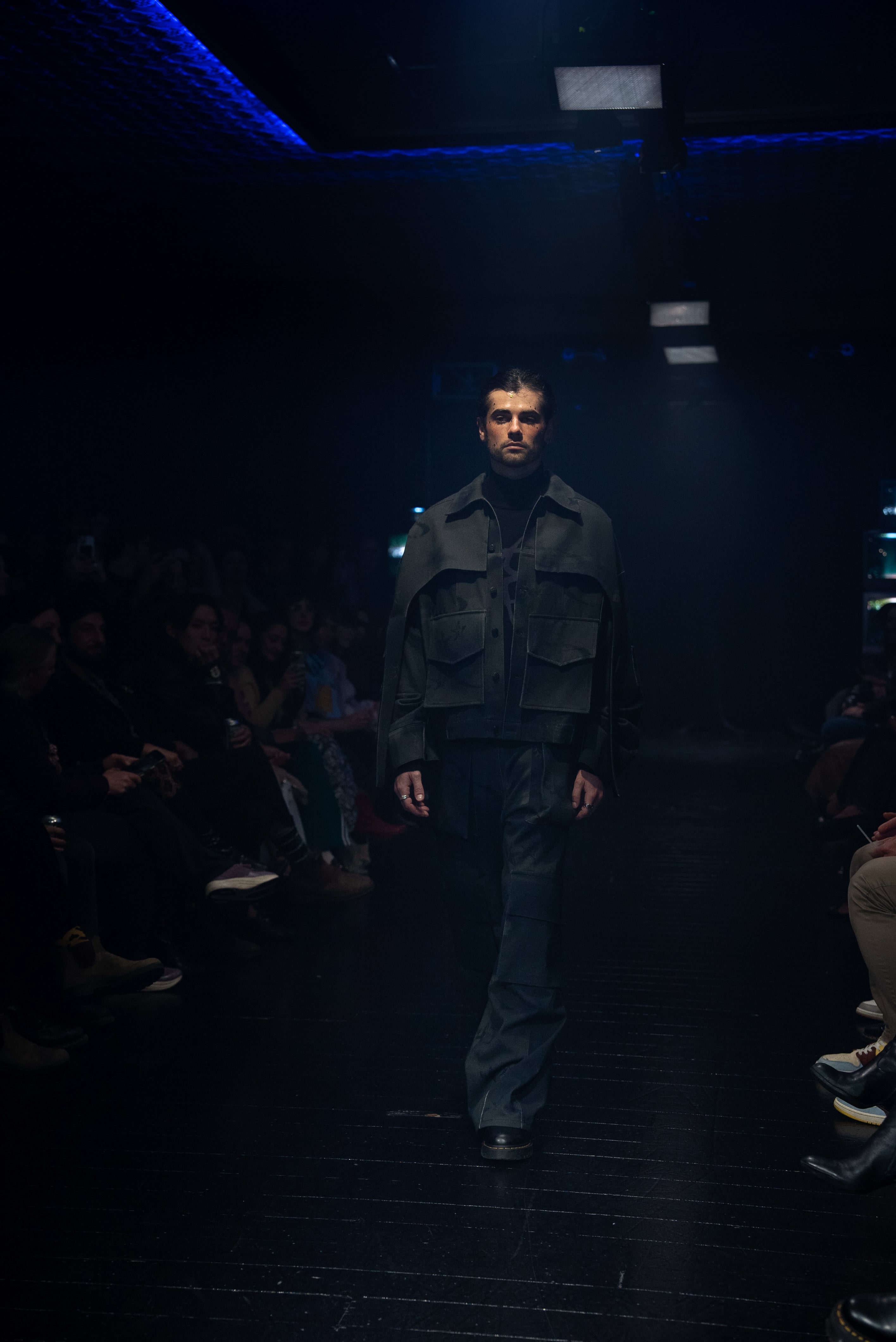 Male model wearing Rhian at Auckland Fashion show 