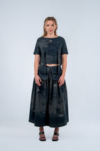 Orbit Denim Midi Skirt