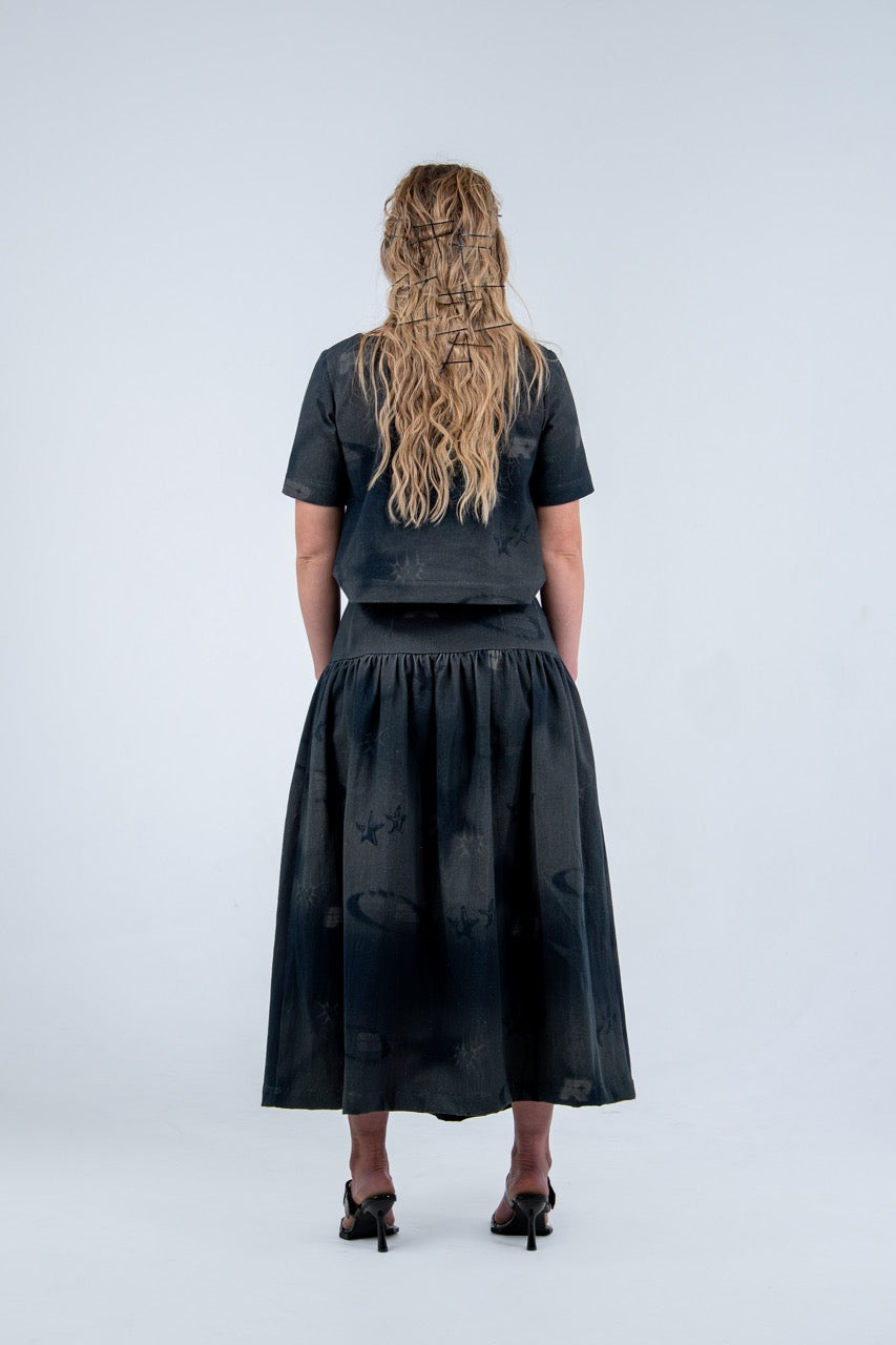 Orbit Denim Midi Skirt