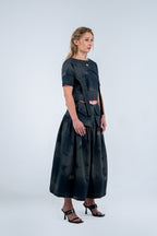 Orbit Denim Midi Skirt