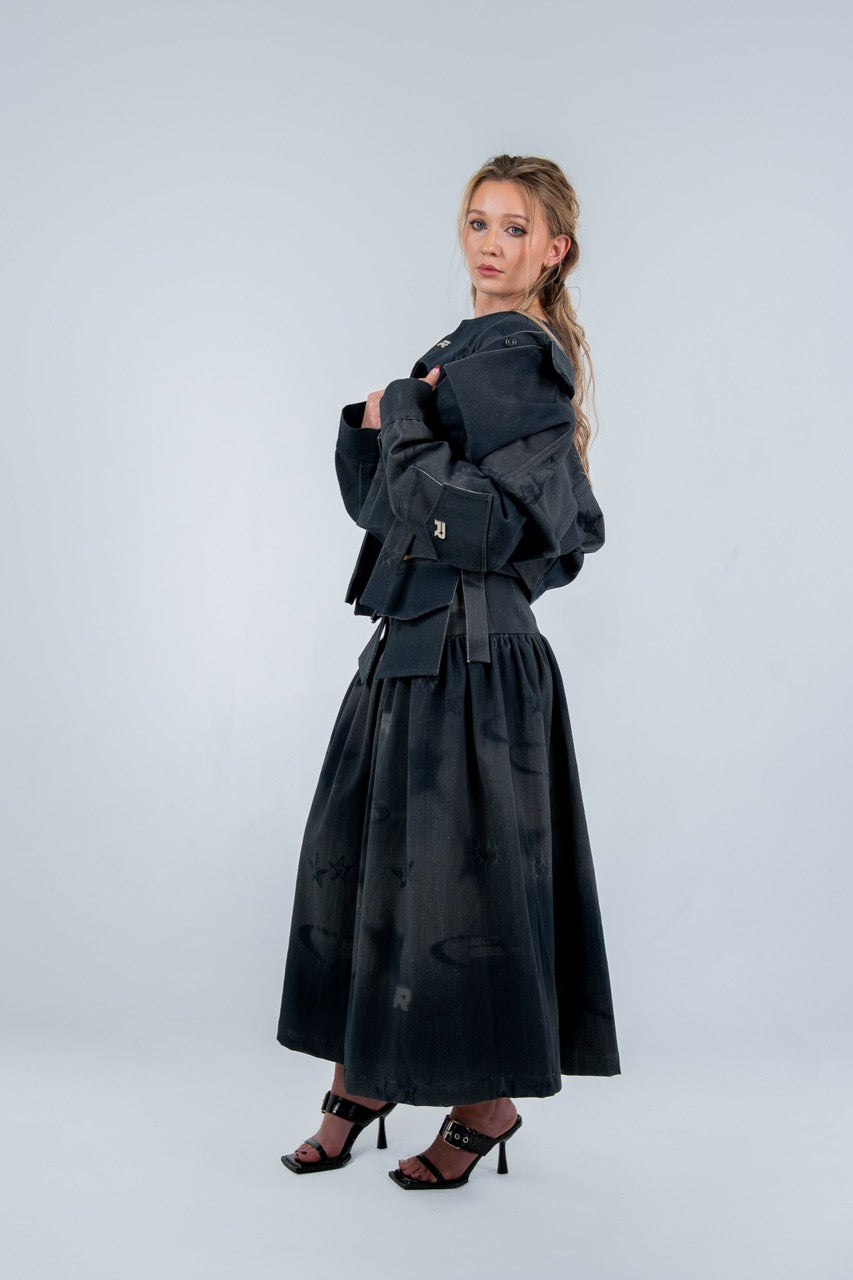 Orbit Denim Midi Skirt