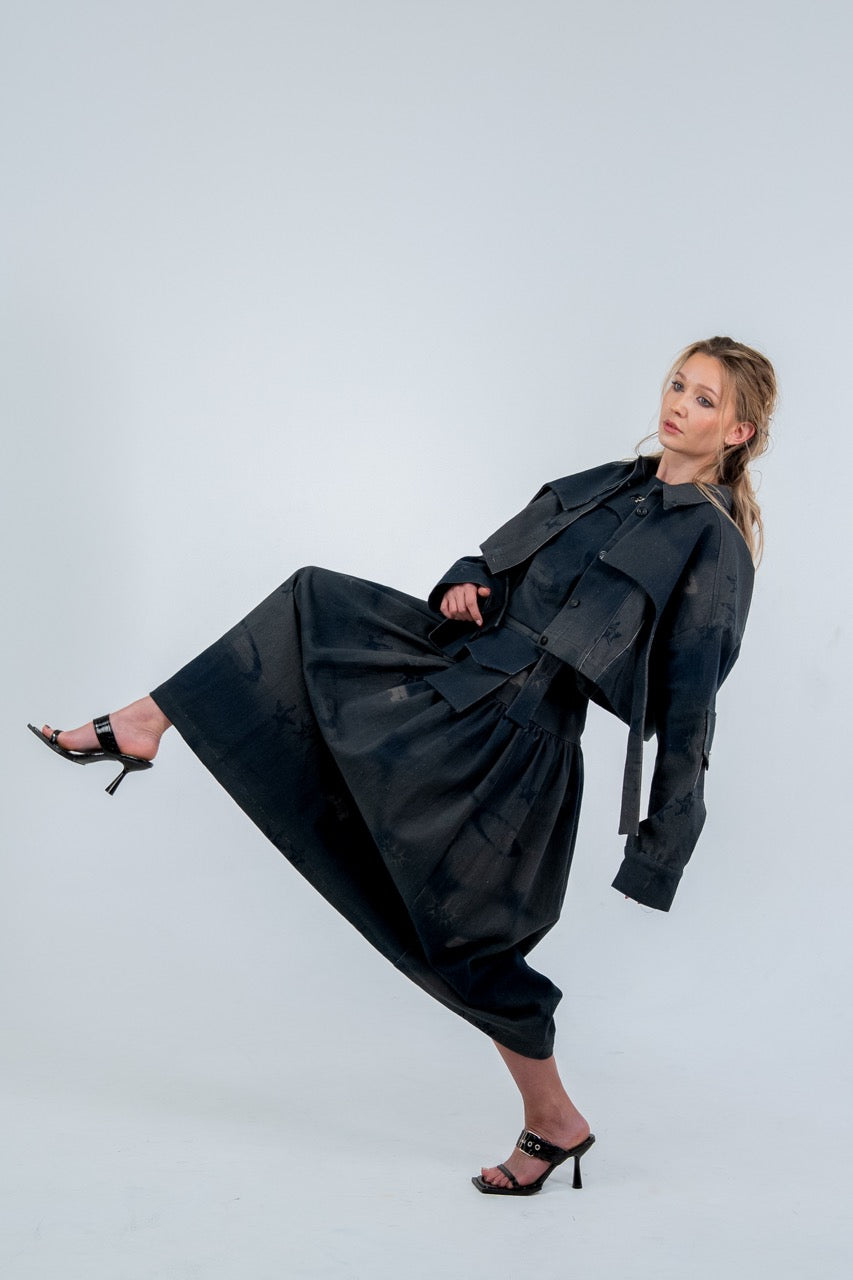 Orbit Denim Midi Skirt