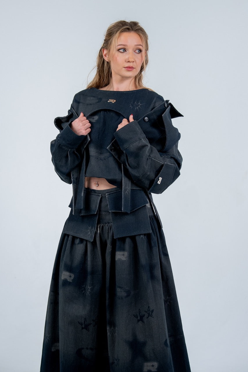 Orbit Denim Midi Skirt